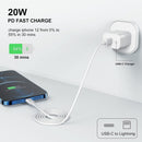 20W USB-C Power Adapter with USB-C to Lightning Cable – Fast Charging for iPhone and iPad