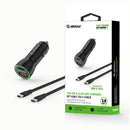 EC09P-CC-BK:18W Car Charger PD & USB-A with 3ft C to C cable