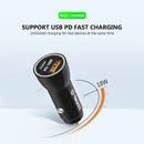EC09P-CC-BK:18W Car Charger PD & USB-A with 3ft C to C cable
