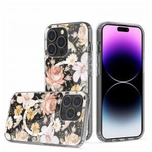 iPhone 14/ 14 Pro/ 14 Pro Max Rubber Flower Design Magsafe Case